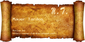 Mauer Tardos névjegykártya